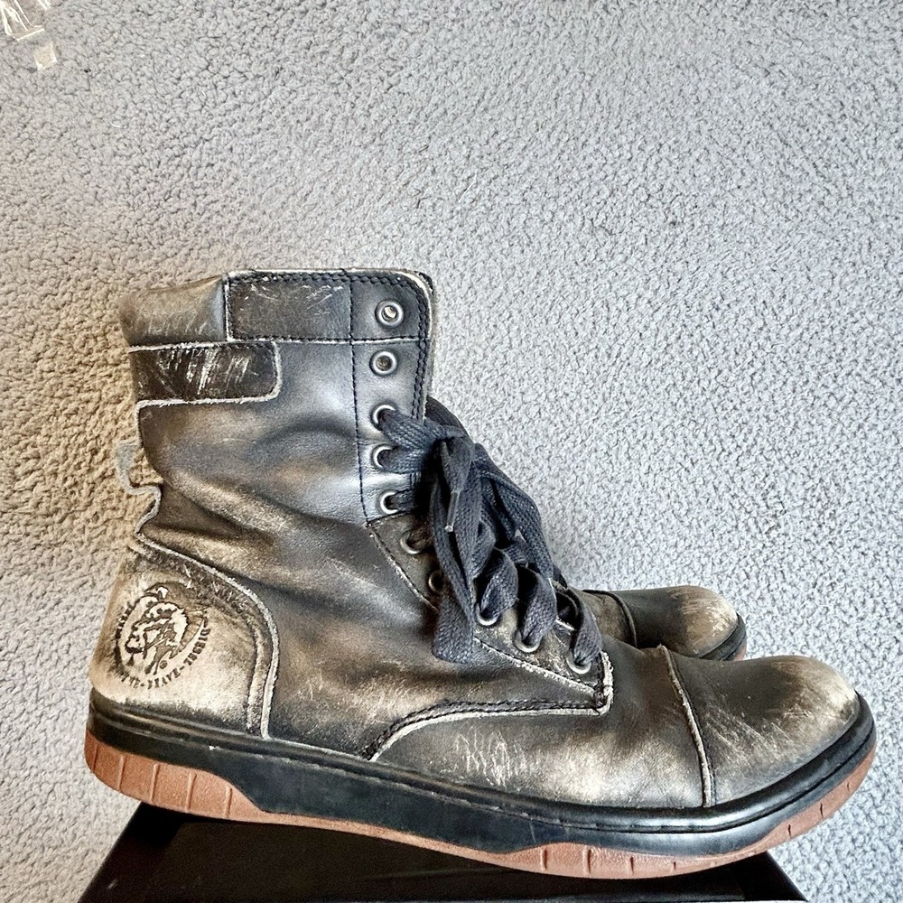 Diesel Combat Boots Men 10 Tatradium Basket Butch Distressed Leather Military